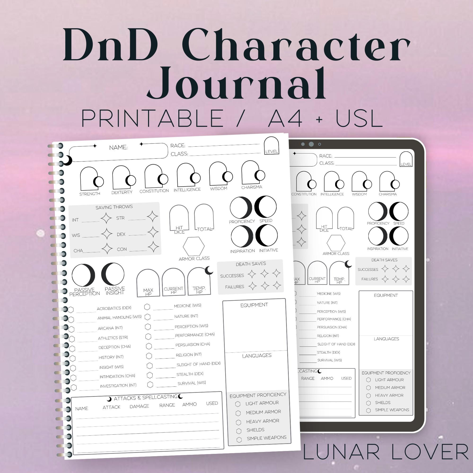 Dnd 5e Character Sheet Journal | Printable Download Dungeons and ...
