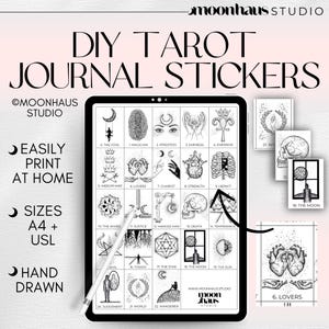 Pegatinas para diario de tarot, para imprimir por uno mismo, paquete de pegatinas digitales para cartas del tarot, lindas mini cartas del tarot