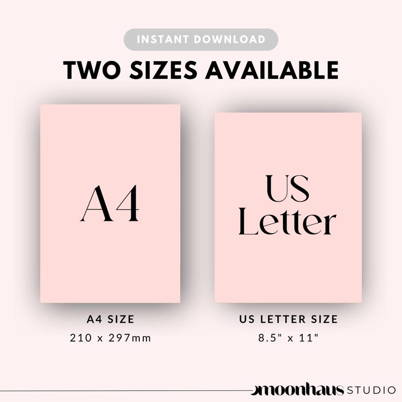 two sizes available, a4 and USL