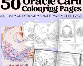 50 Printable Oracle Card Coloring Pages – Mindfulness Adult Coloring Deck (Digital Download)