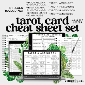 tarot cheat sheet bundle | digital printable | download PDF