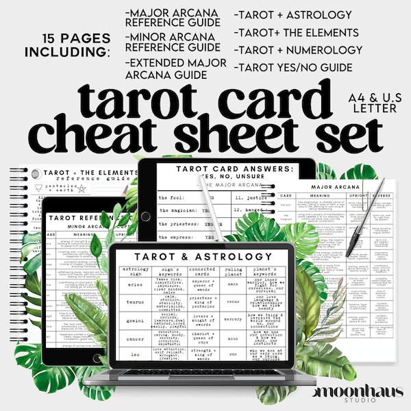 tarot cheat sheet bundle | digital printable | download PDF