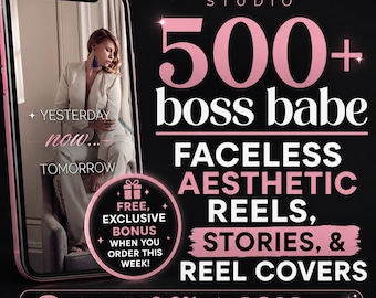 500+ Boss Babe Faceless Reels & Stories: Canva Templates (PLR/MMR)