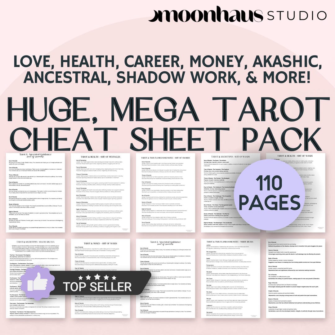 Huge Tarot Cheat Sheet Bundle – 110 Pages | Tarot Card Meanings ...