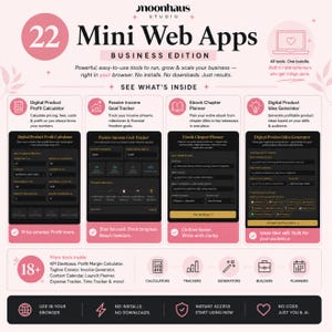 showing what four of the mini web apps look like. the interface is black and gold.