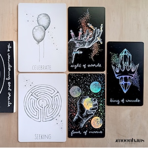 unique tarot and oracle decks bundle: handmade indie divination cards set | tarot oracle reading | black, dark tarot oracle cards