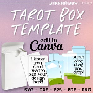 tarot box editable template with blank canva tarot card png svg, oracle card template | blank tarot card box for digital tarot, playing card