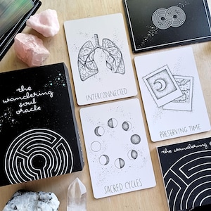 indie oracle cards deck: black and white, handmade, intuitive guidance cards for readings | unique, indie tarot deck | Wandering Soul Oracle