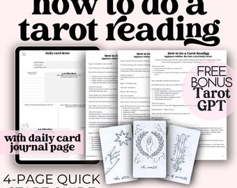 Tarot Reading: How To Guide, Beginner Daily Card, Digital Printable Journal Page