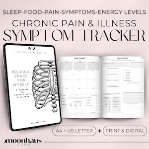 symptom tracker journal for chronic pain & illness | digital + printable PDF | symptom tracker for spoonies, fibromyalgia, CF, POTS