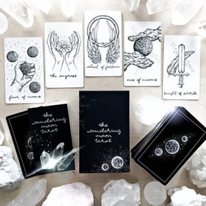 Tarot Card Deck: Unique Indie, Wandering Moon Tarot Deck with Guidebook Cute Oracle, Handmade Set image 2