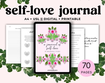 printable self-love journal |manifesting journal pages | journal prompts, guided journal, digital, goodnotes journal, PDF