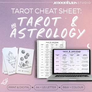 Astrologie und Tarot Spickzettel: Astrologie und Tarot-Kartenführung (Printable Digital)