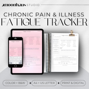 fatigue tracker | daily chronic printable, instant download | medical tracker, health journal | symptom log for chronic pain & illness