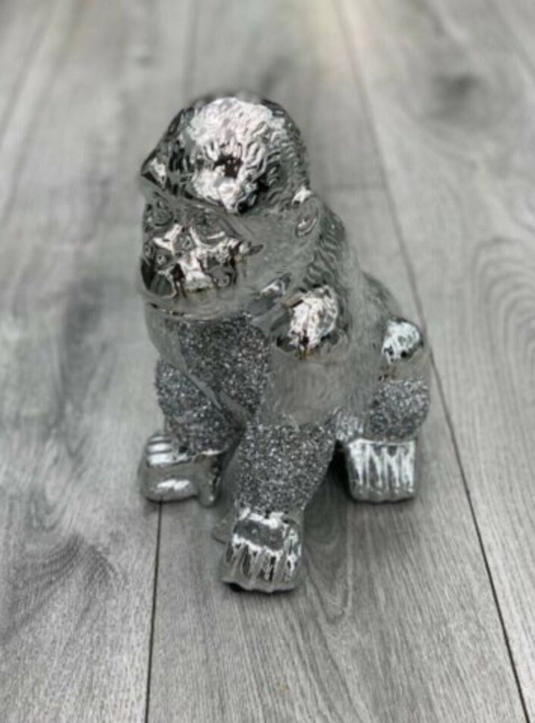 GORILLA SHELF SITTERS Silver Centerpiece Crushed Diamond Etsy