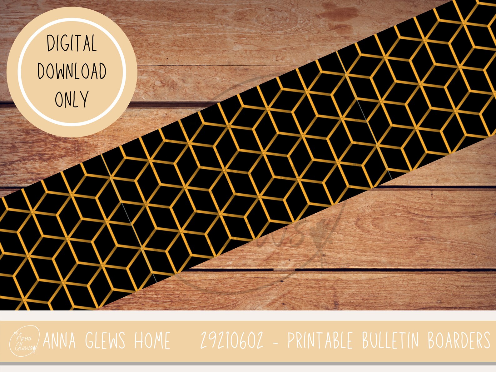 Classroom Bulletin Board Border Nature Gold and Black Bee Pattern, Classroom Decor, Homeschool