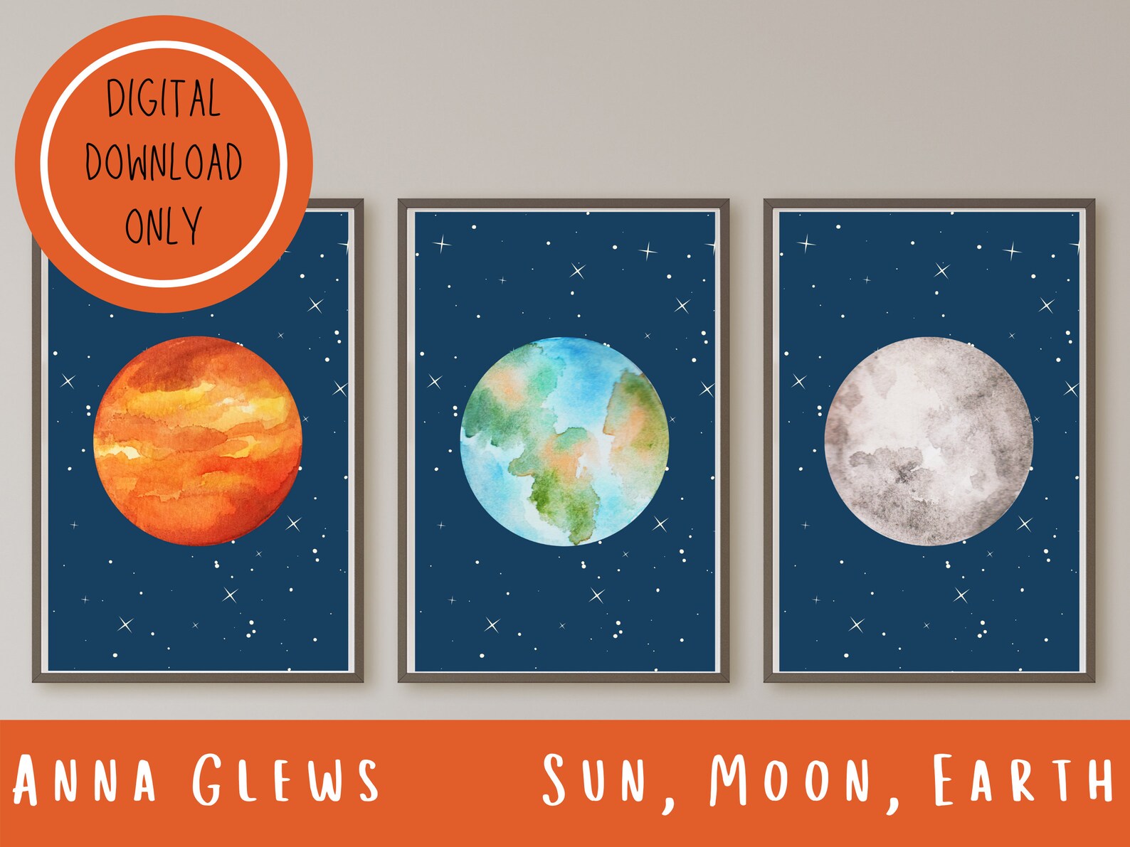 Sun Moon Earth Nursery Printable Artwork Decor Pack Homeschool - Etsy