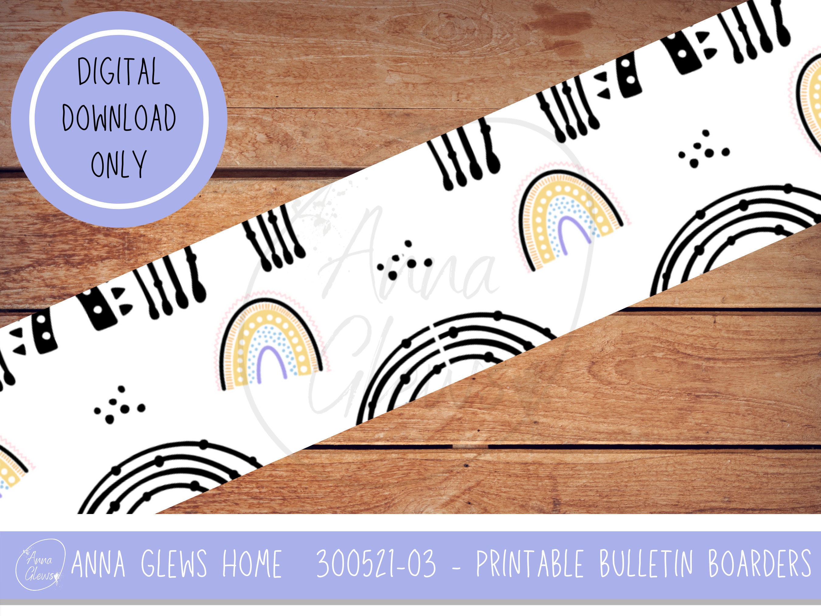 Classroom Bulletin Board Border Pastel Boho Rainbow Pattern Etsy