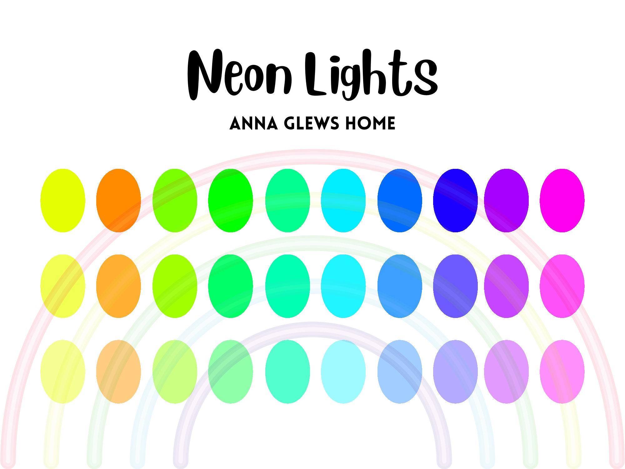 Neon Lights Procreate Color Palette Color Swatches iPad Lettering