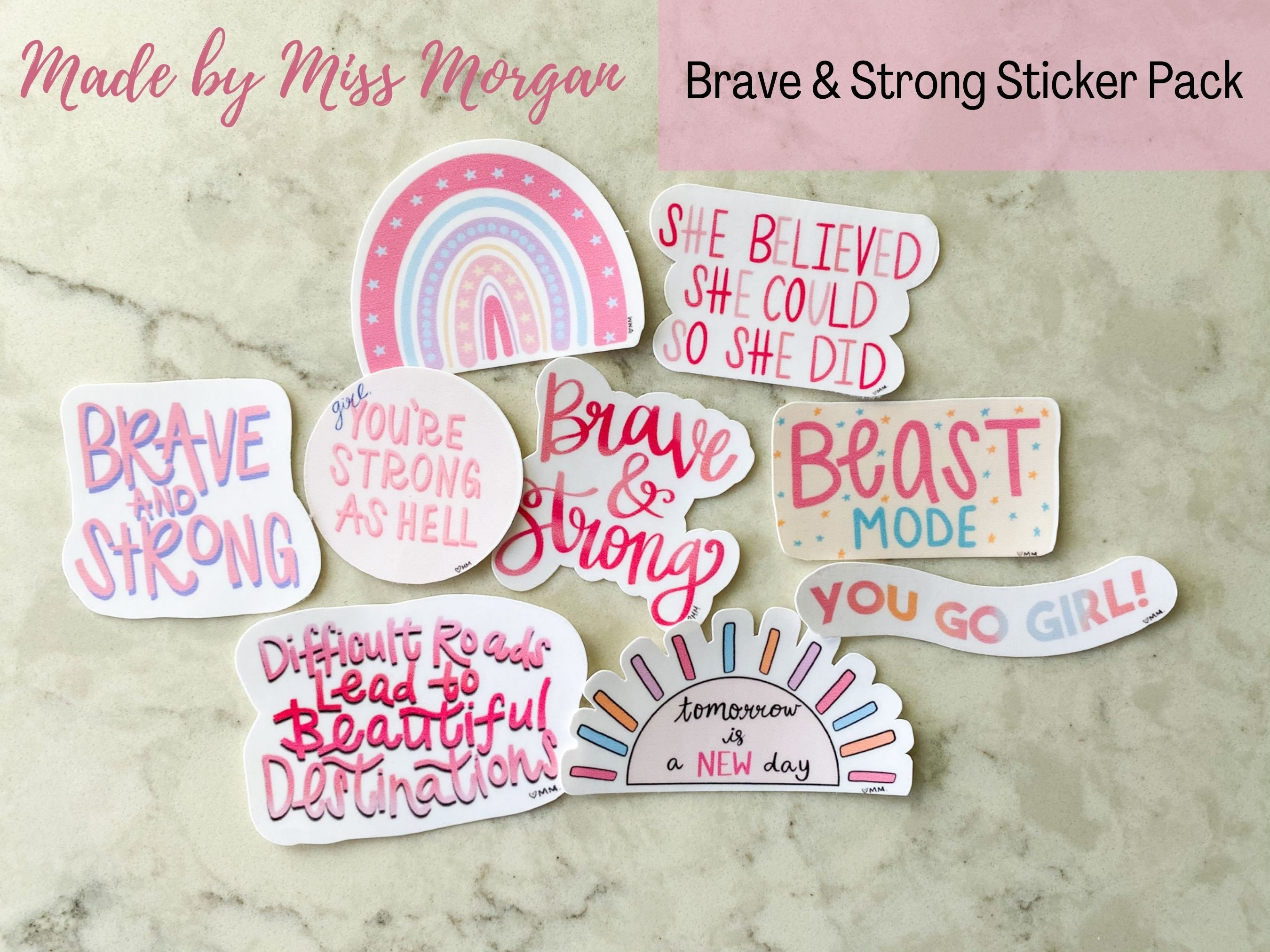 Brave & Strong Sticker Pack Inspiration Positive Etsy