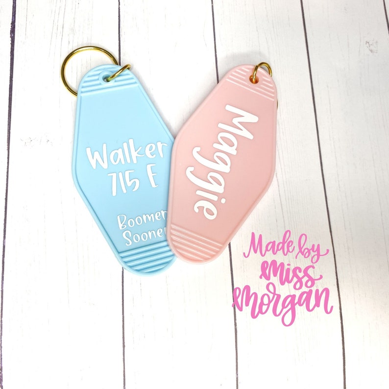 Customizable Dorm Keychain - Motel Style Keychains, Back to School ...