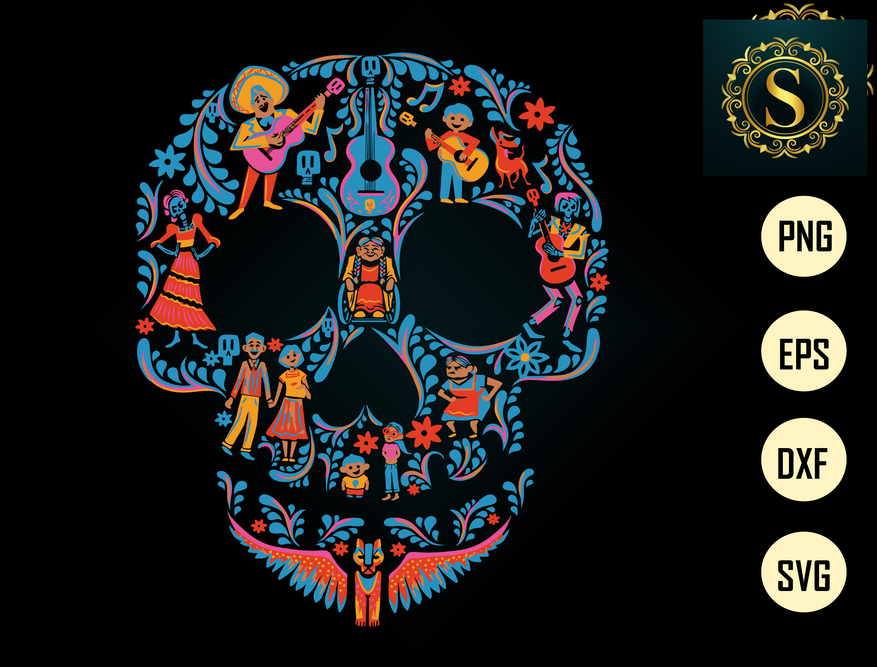 Disney Pixar Coco Skull SVG Sugar Skull Svg Disney Family | Etsy