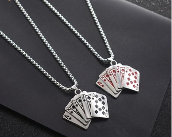 CaliRoseJewelry 14k Lucky Royal Flush of Spades Poker Hand Pendant Necklace CaliRoseJewelry 14k Lucky Royal Flush of Spades Poker Hand Pendant Necklace