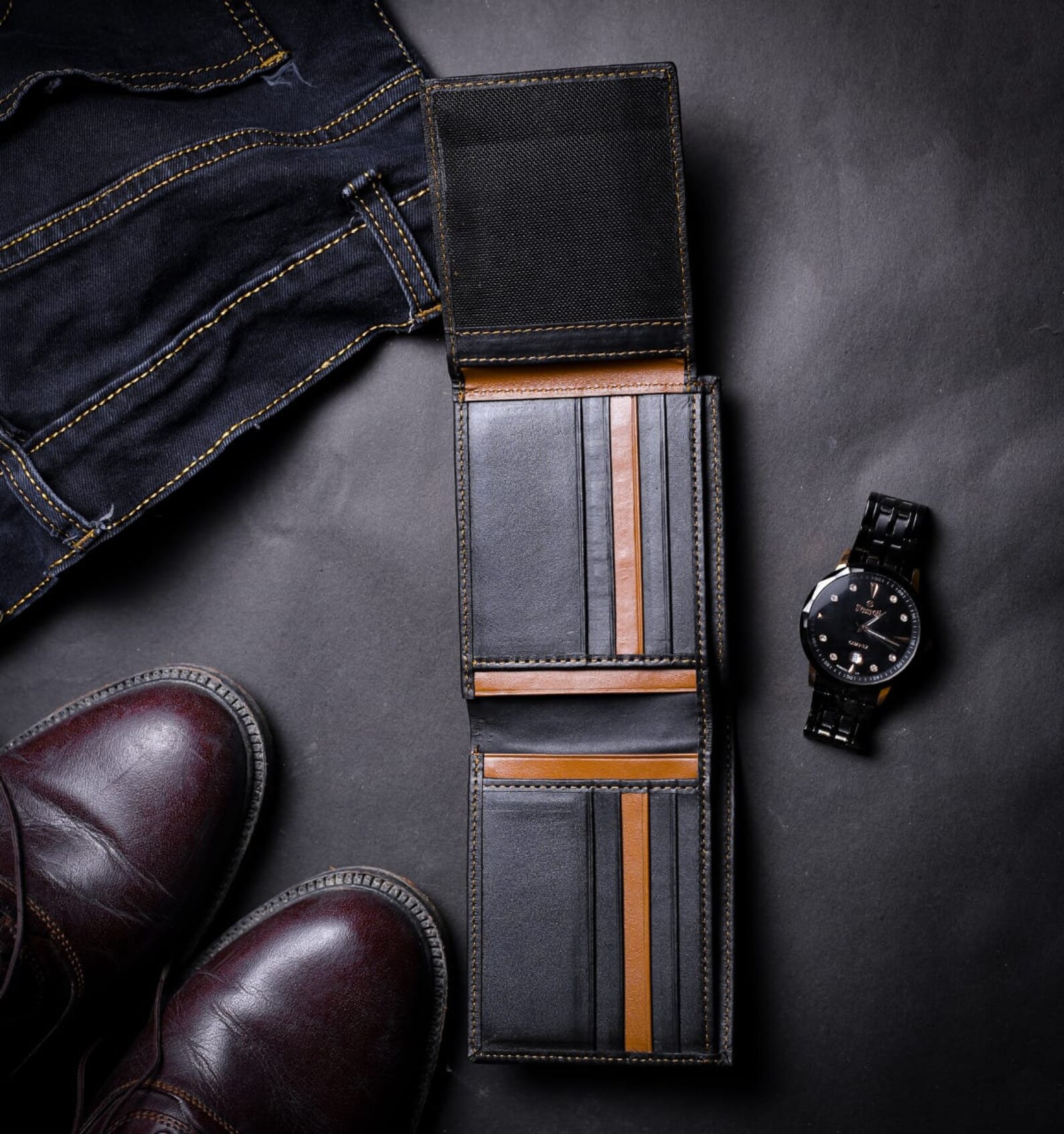 Slim leather wallet for men with personalized name Multi Card Etsy