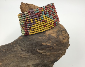 Stretch Leather Bead Bracelet/Cuff