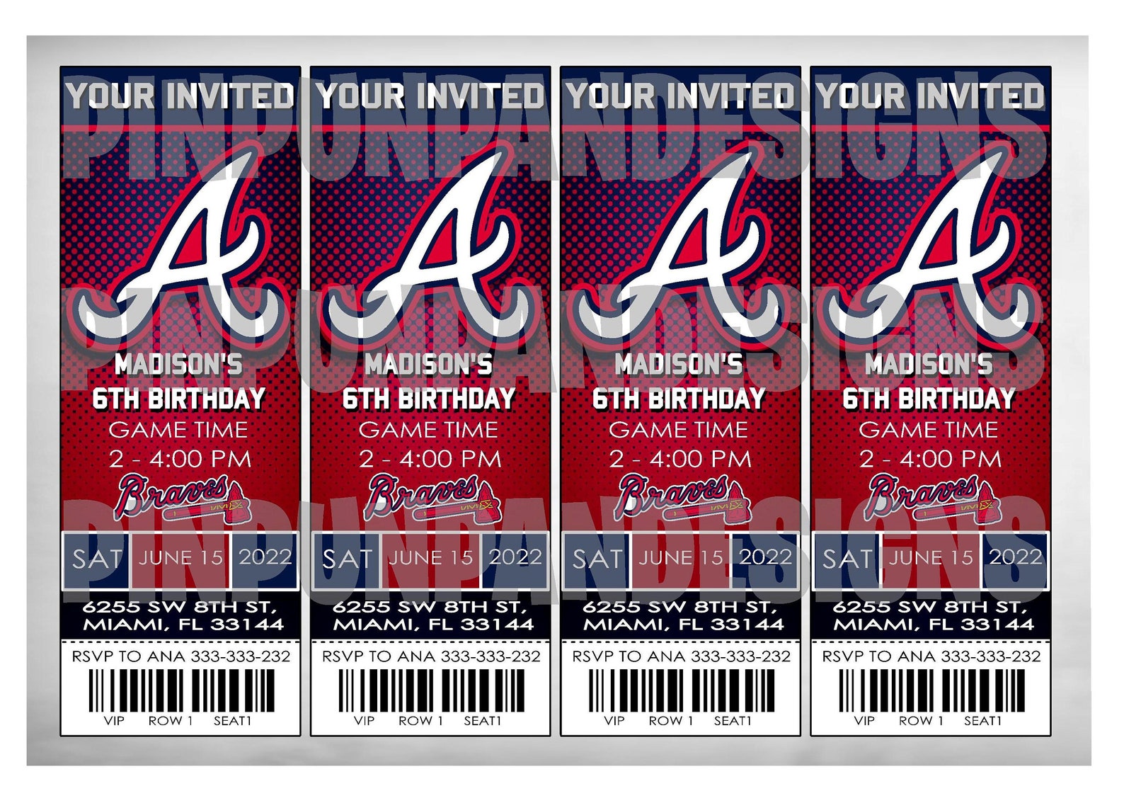 Atlanta Braves Atlanta Braves Invitation Atlanta Braves | Etsy