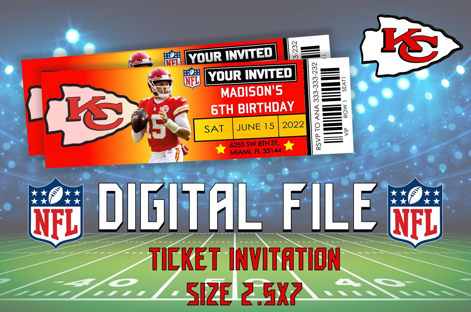 Kansas City Chiefs Kansas City Chiefs Invitation KC Chiefs Etsy