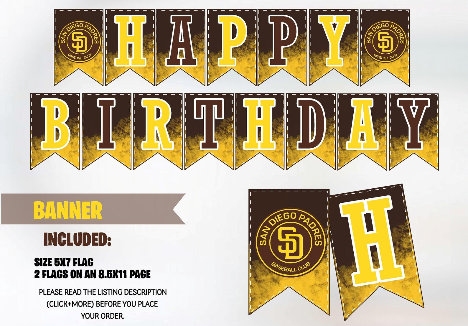 San Diego Padres Banner San Diego Padres Birthday San Diego | Etsy