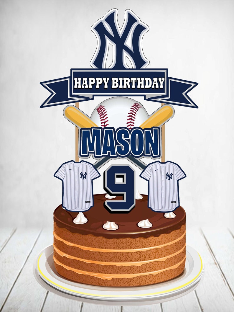 Yankees New York Yankees Cake Topper Yankees Birthday Etsy