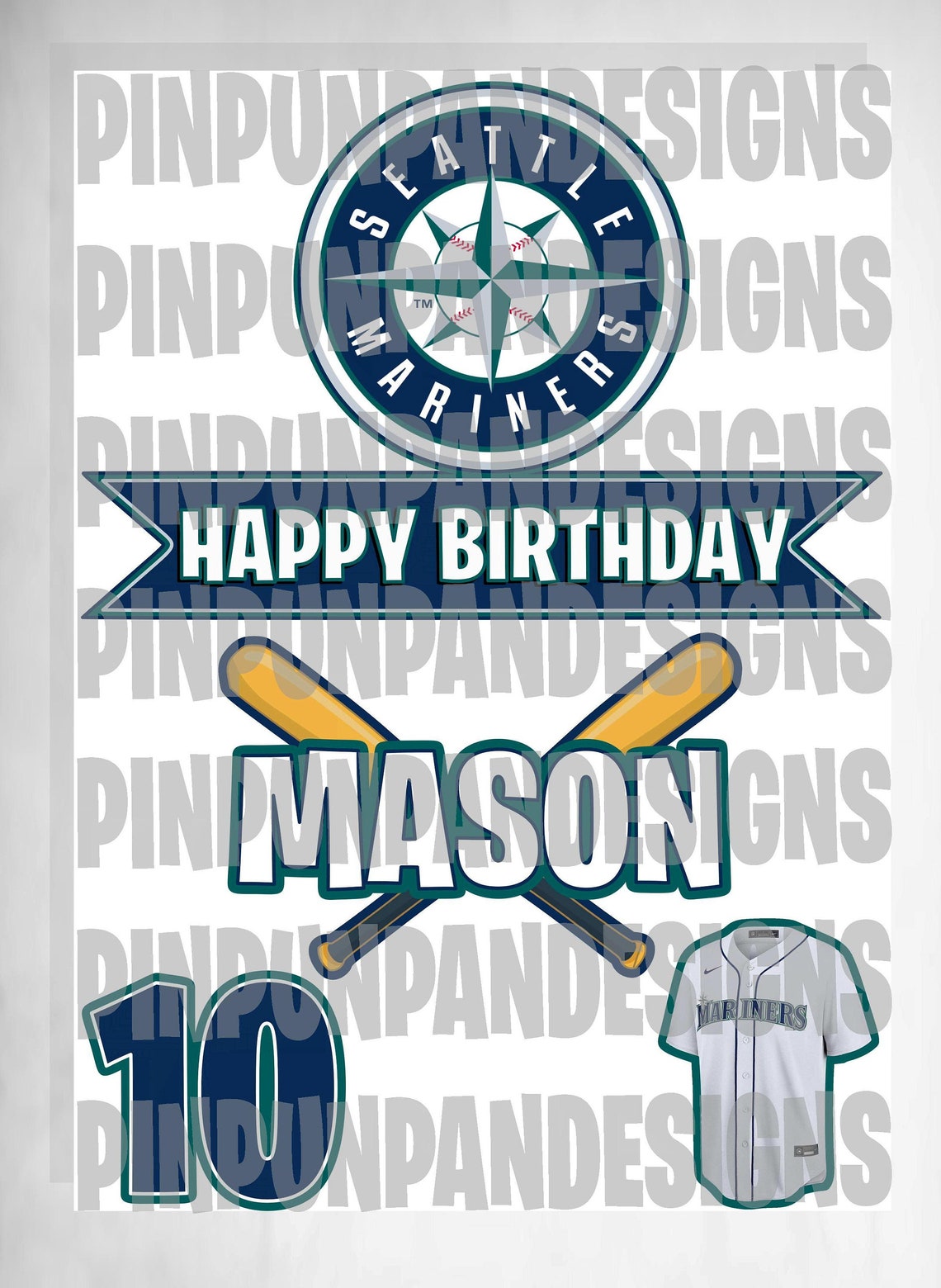 Seattle Mariners Cake Topper Seattle Mariners Birthday Etsy
