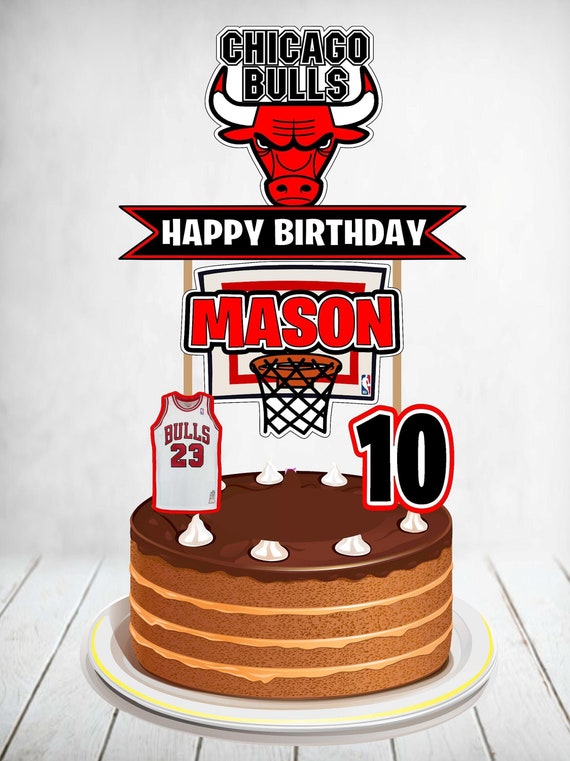 Chicago Bulls Cake Topper Chicago Bulls Birthday Chicago Etsy