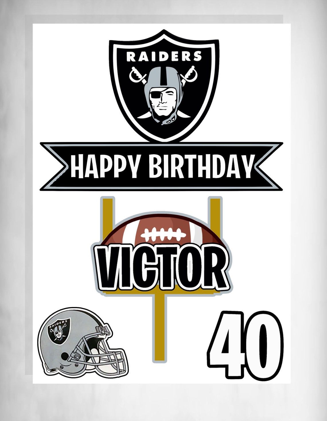 Raiders Cake Topper Raiders Birthday Raiders Party Raiders Etsy