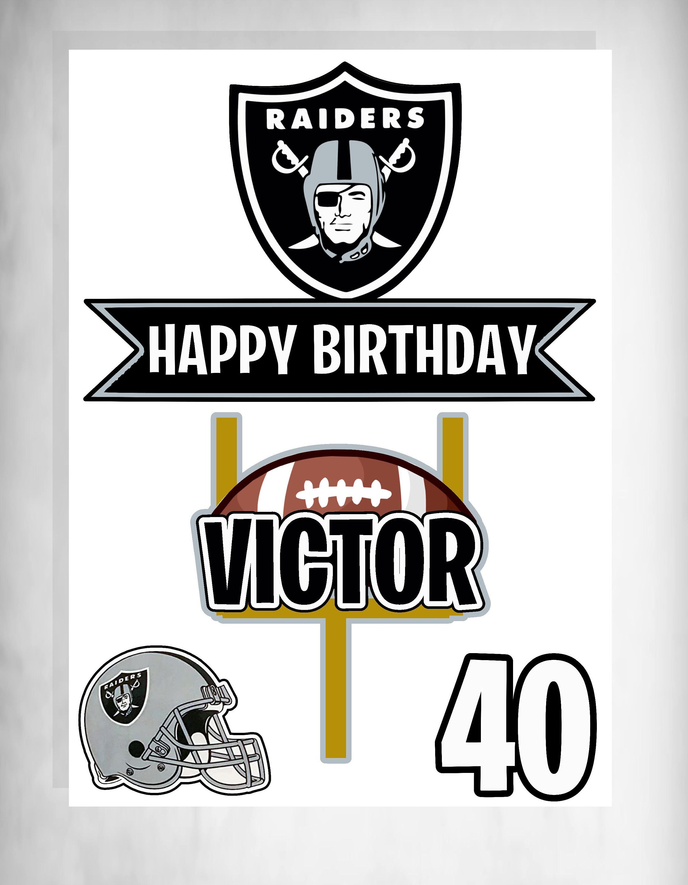 Raiders Cake Topper Raiders Birthday Raiders Party Raiders Etsy
