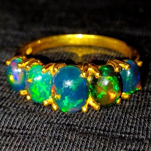 Black Opal Ring - Natural Ethiopian Opal Ring - Opal Jewelry - Opal Rings - Fire Opal Ring - Rings For Women - Gift For Women - Opal Ring