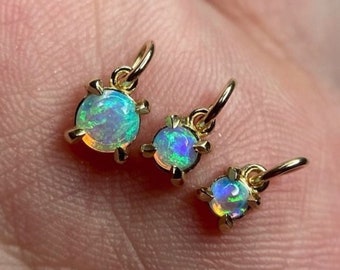 Dainty Fire Opal Pendant Necklace, 14K Gold Plated, Sterling Silver