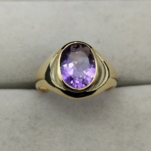 Natural Amethyst Men&#39;s Ring/ Vintage Amethyst Ring/ Sterling Silver Amethyst Men&#39;s Ring/ 18K Gold Amethyst Men&#39;s Ring/ Gift For Him