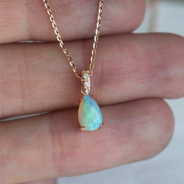 Opal Necklace | Opal Pendant - Sterling Silver | Necklaces For Her | Fine Jewelry | Gift For Her | October Birthstone Necklace