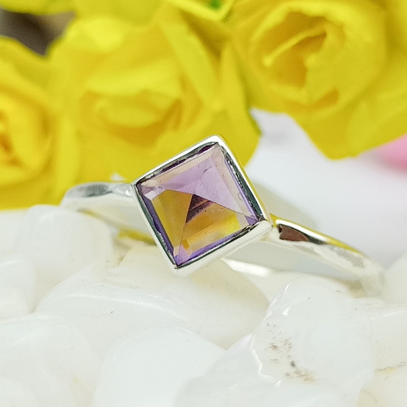 Purple amethyst ring,Natural amethyst ring,sterling silver,February birthstone,square Cut,engagement ring,Dainty Promise Ring,Gift For Mom
