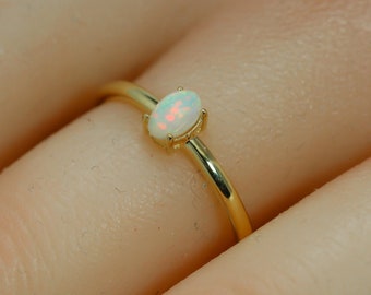 Dainty Opal Ring, Stacking Opal Ring, Oval Opal Ring, Opal Ring, Promise Ring, white Opal Ring, Sterling Silver, Gold Ring, Gift for women