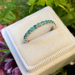 Emerald Half Wedding Band, Emerald Ring, Emerald Eternity Band, Wedding Bands, Eternity Ring, Delicate Ring, Best Wedding Gift