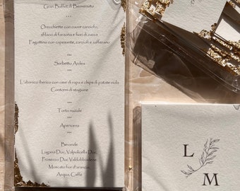 Minimal / Modern Menükarte, Tischkarte, Sitzplan Hochzeit, Personalisierbar, Wachssiegel, Trockenblume, Schleierkraut I Getränkekarte
