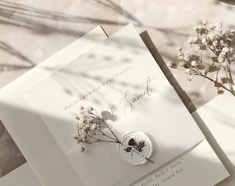 Vintage wedding invitation card DIN A6 - Dried Flower DIN A6 | Seal incl. envelope and ribbon Wedding invitation card stationery