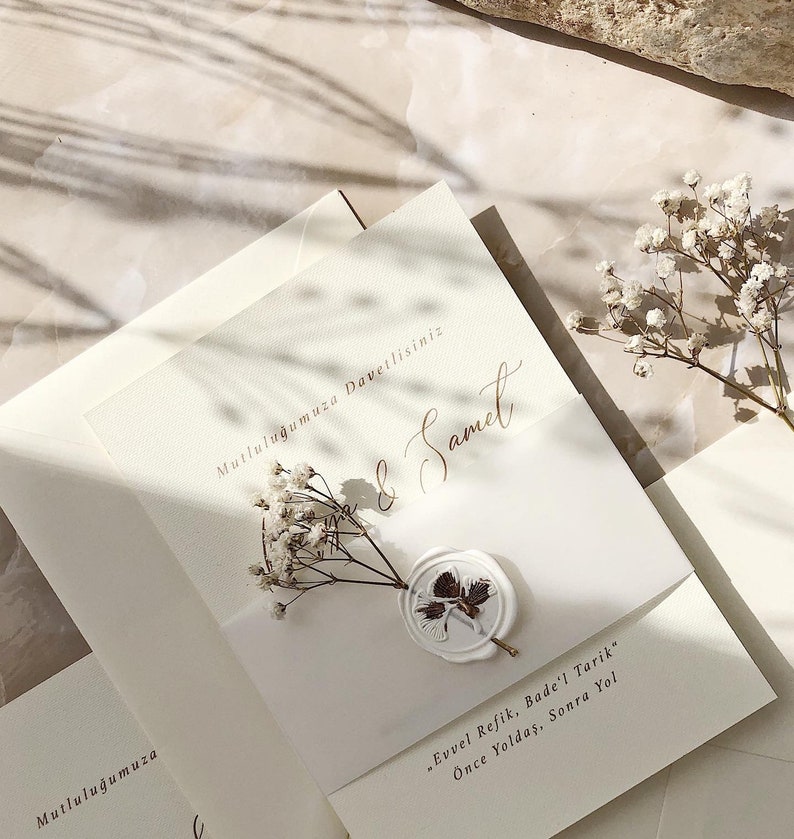 Dried Flower Invite. DIN A6 I Vintage invitation set I Wedding image 1