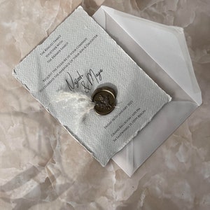 Mariage élégant aux olives I Invitation DIN A6 en papier fait main avec fleur séchée et cire à cacheter I Mariage, Save The Date, Mariage