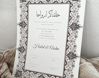 Nikkah Certificate I Marriage Certificate I Islamic Wedding