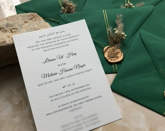 Dark Green with Pampass | High-quality, elegant invitation | Wedding